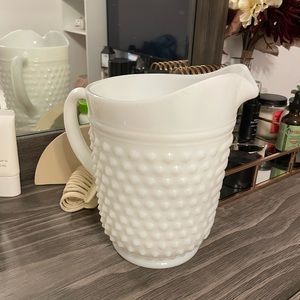 Milk glass pitcher hobnail